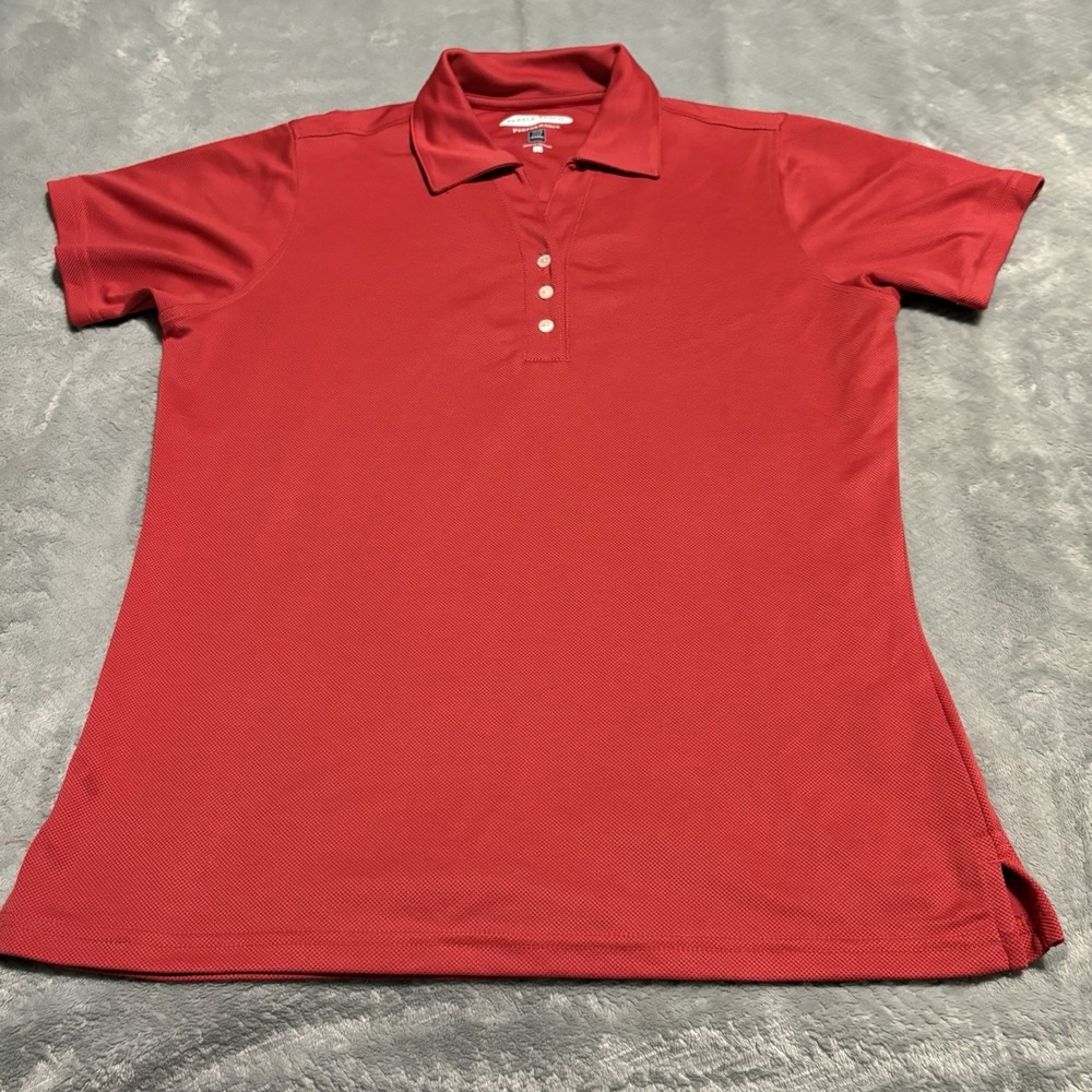 Pebble Beach Performance Polo Womens Size Large Red V Neck